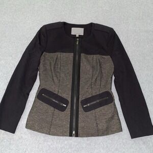 Classiques Entier Jacket Women's XS Black Metallic Wool Blend‎ Zip Front Shimmer